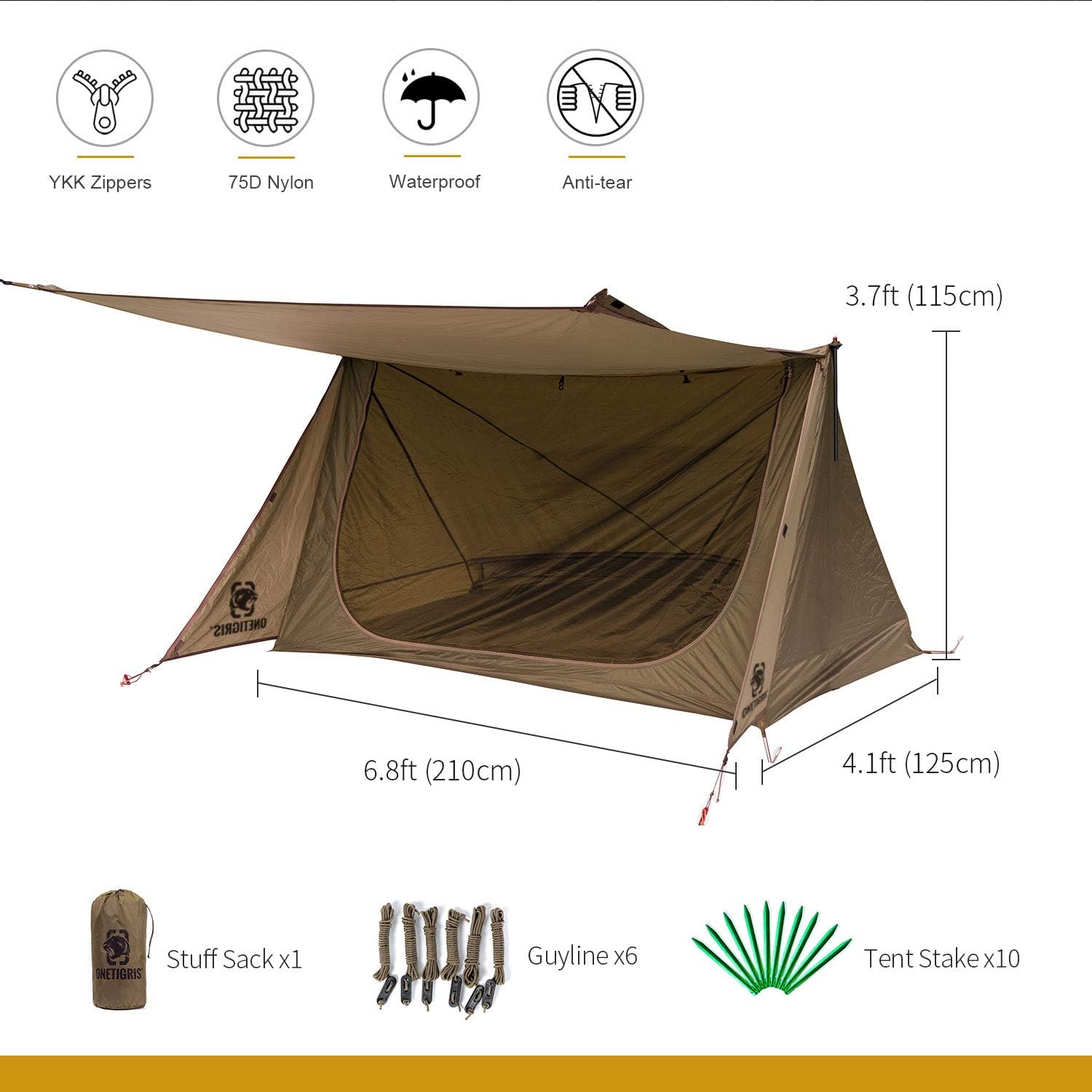 onetigris ridge tent brown nylon backpacking tent specifications
