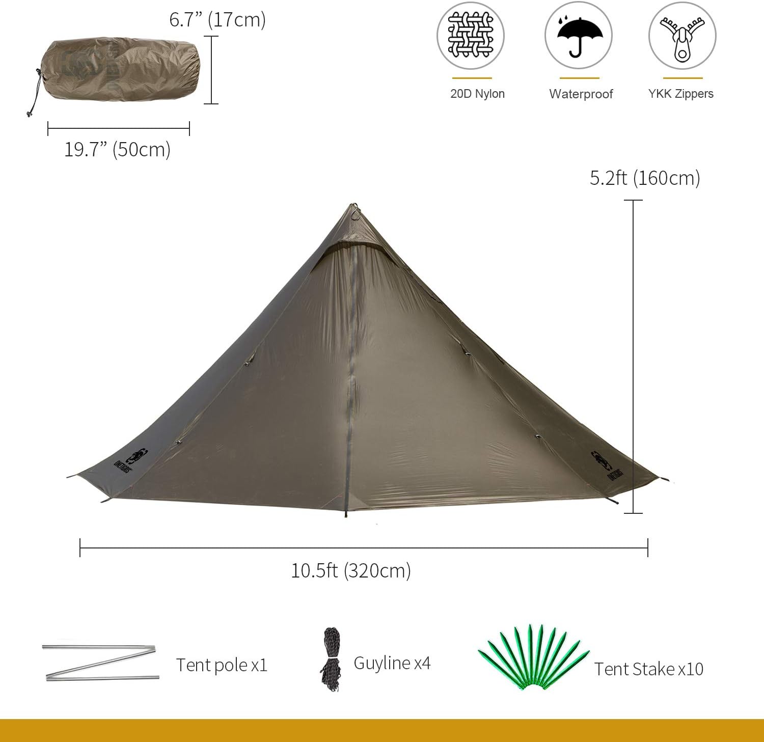 Onetigris Teepee Tent For 2 Package
