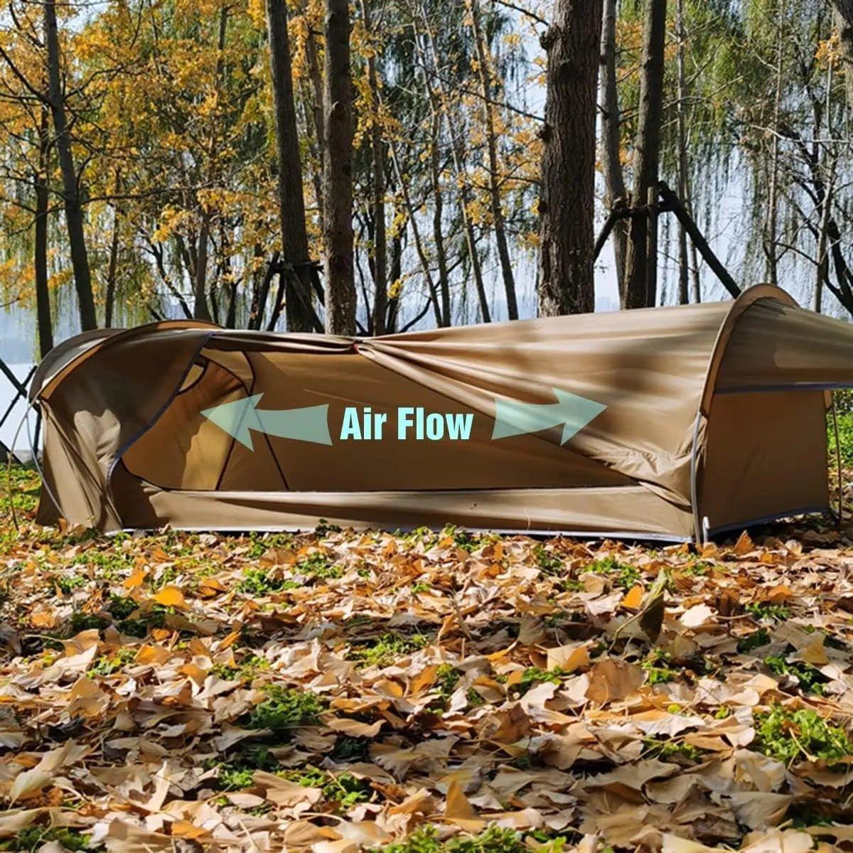Preself Bivy Tent for 1 Person Khaki Polyester Cycling Solo Tent - Benebomo