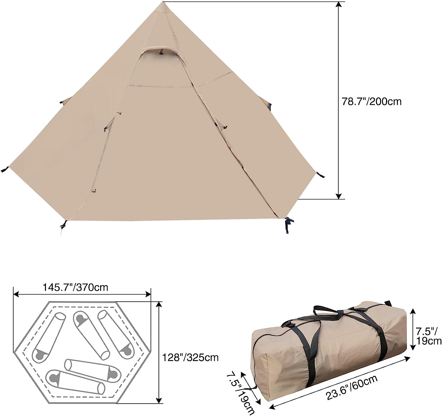 Redcamp Pyramid Tent Teepee Tent Size