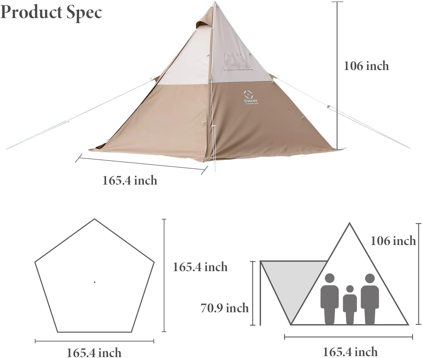 Smore Pyramid Tent For 4 Person Size