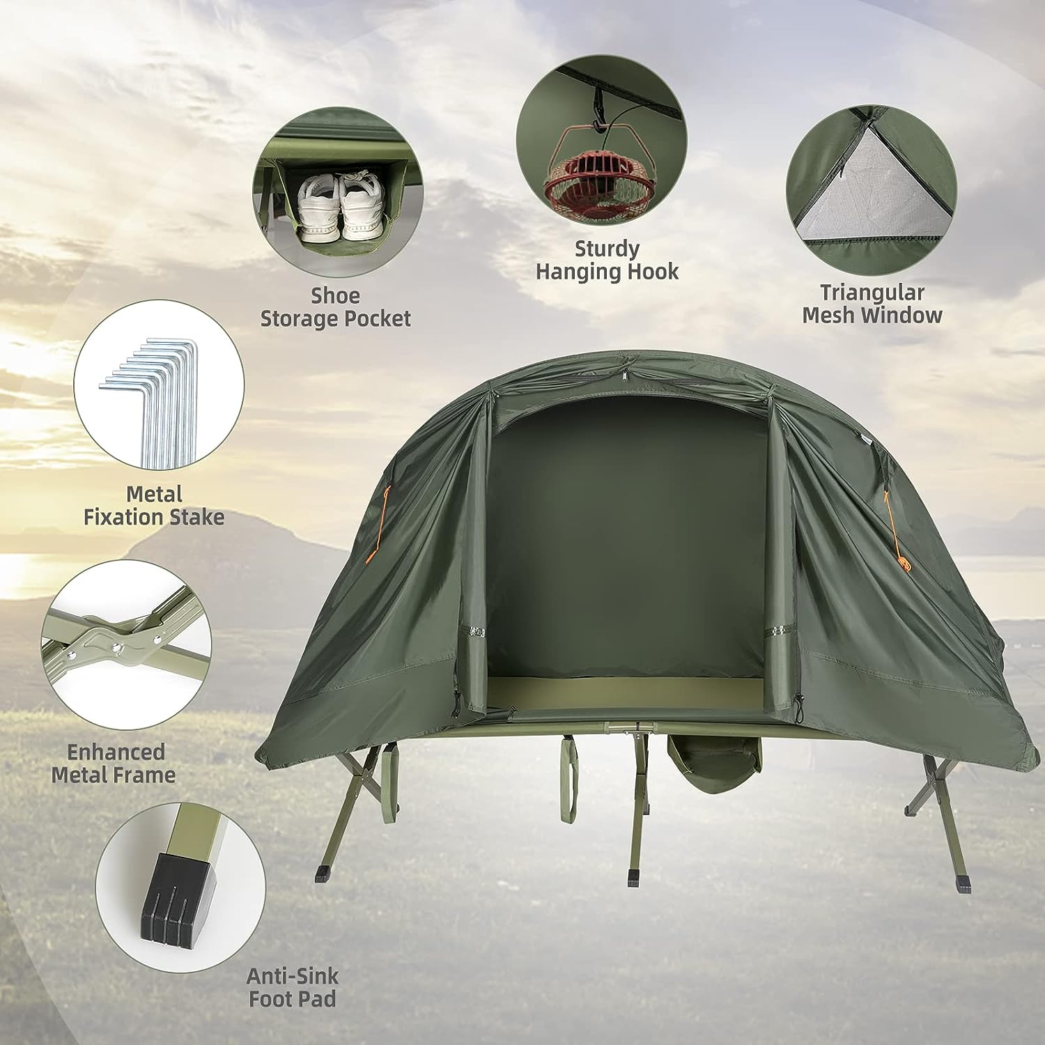 Tangkula Camping Tent Cot Details