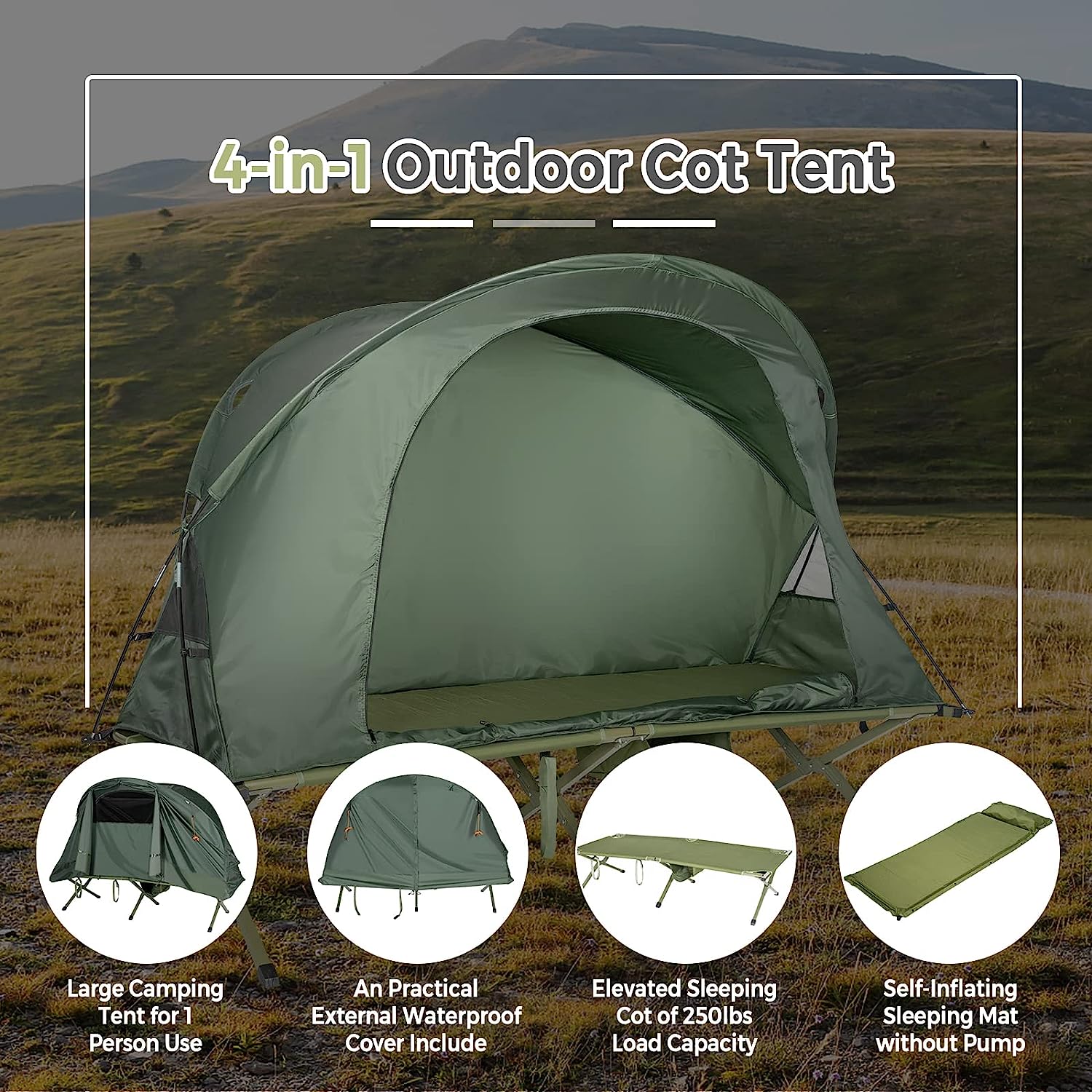 Tangkula Camping Tent Cot Features