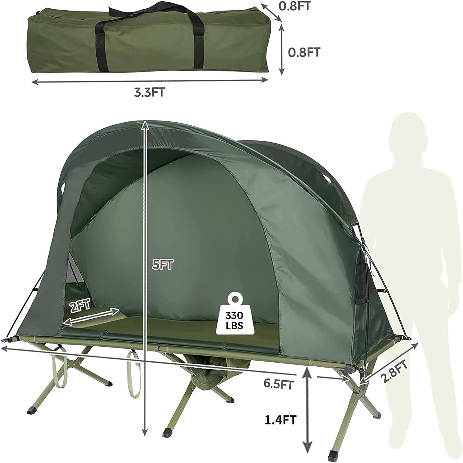Tangkula Camping Tent Cot Size