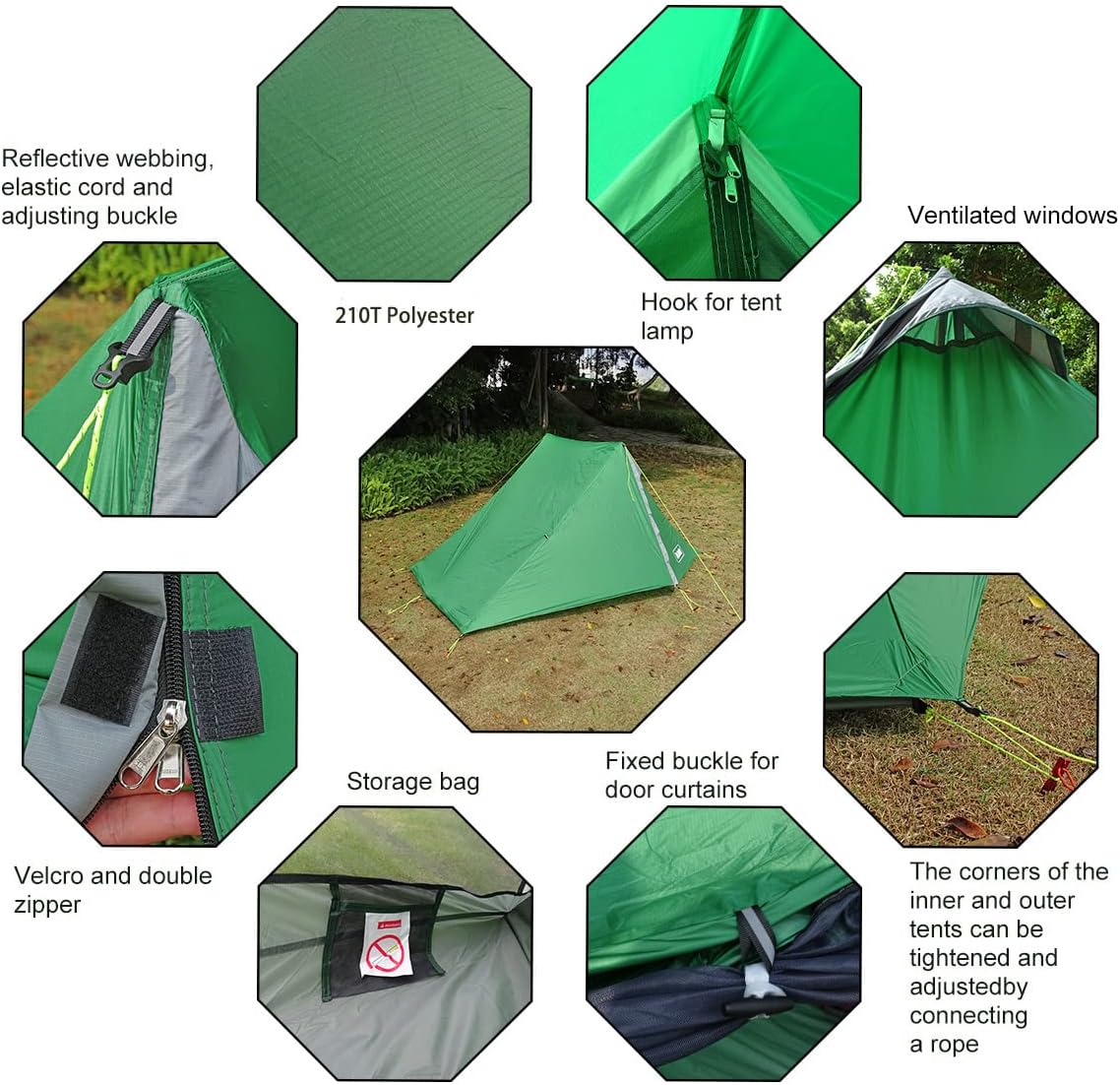 top lander ridge tent green polyester ultralight details