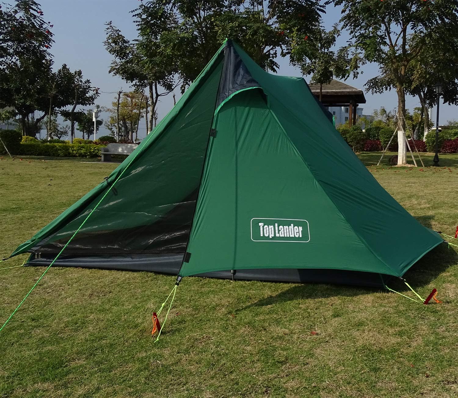 top lander ridge tent green polyester ultralight setup