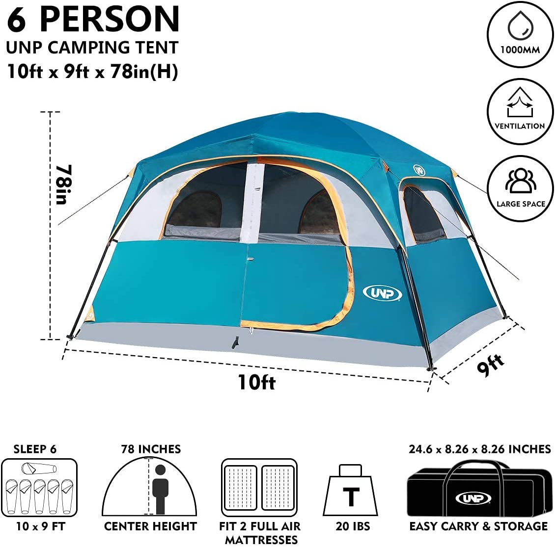Unp Cabin Tent For 6 Features