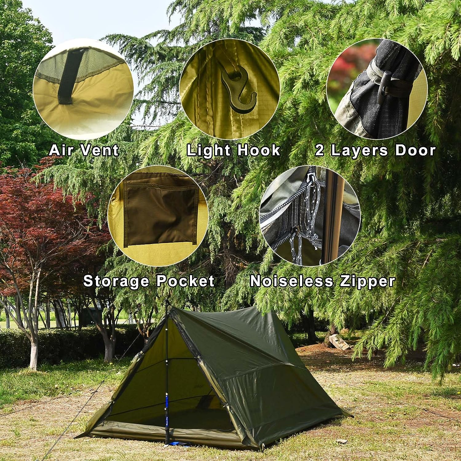 waldzimmer ridge tent green polyester backpacking tent details