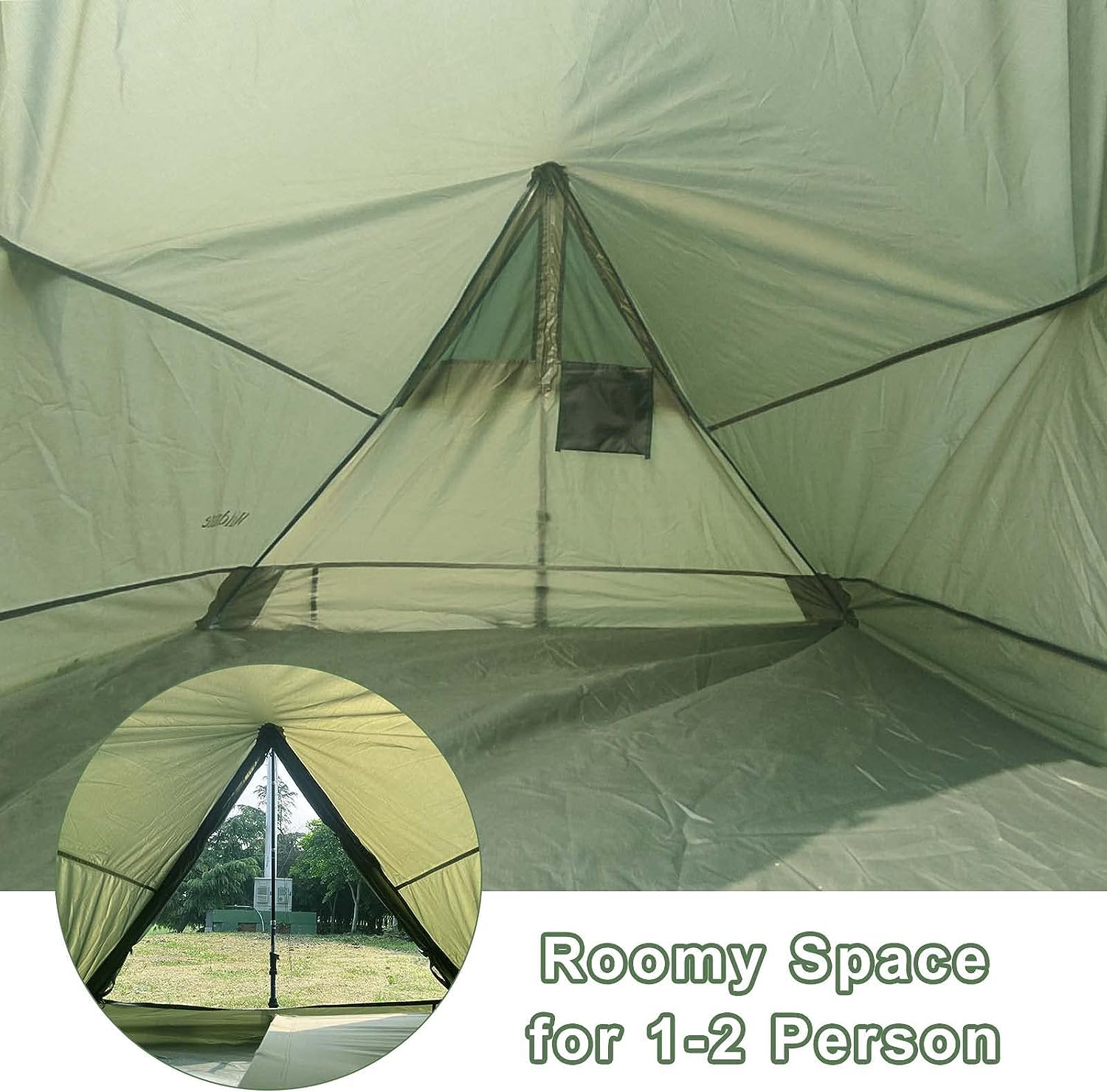 waldzimmer ridge tent green polyester backpacking tent inside