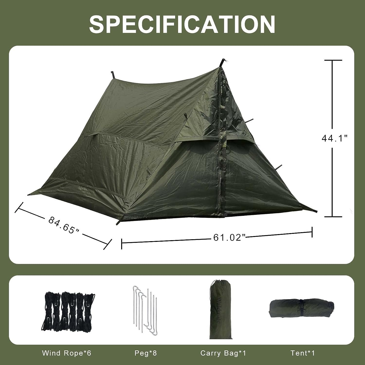 waldzimmer ridge tent green polyester backpacking tent specs