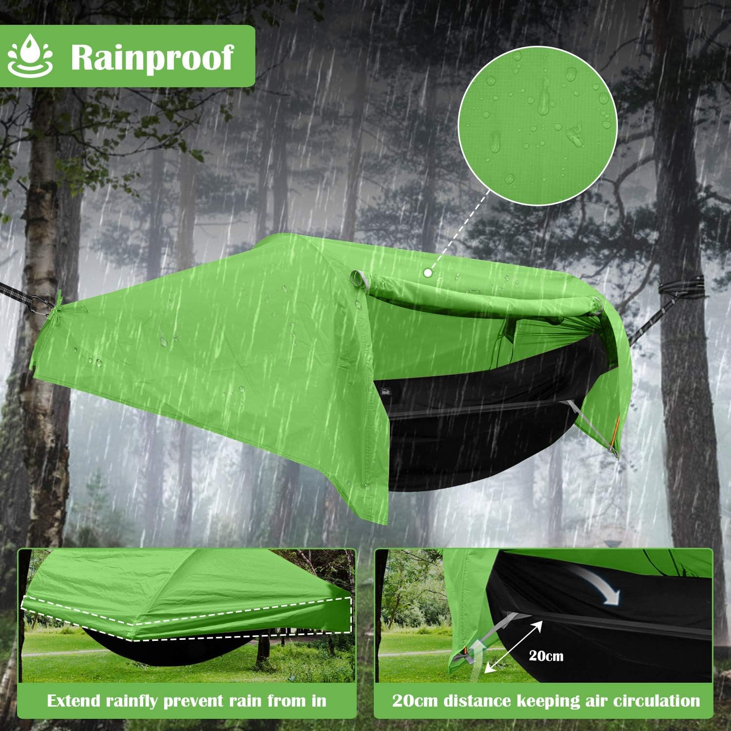 wwintming hammock tent green nylon pop up tent rainproof