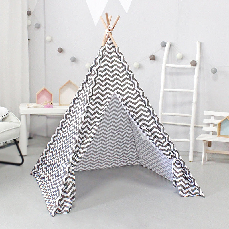 Black And White Waves Kids Teepee Tent Curtain Door