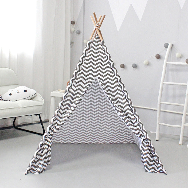 Black And White Waves Kids Teepee Tent Front