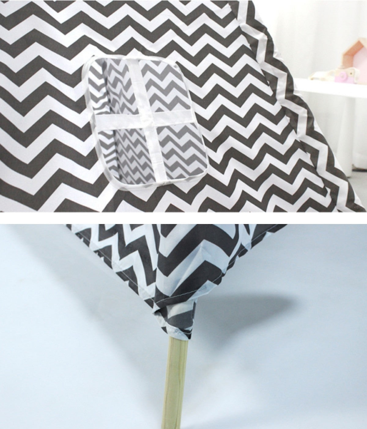 Black And White Waves Kids Teepee Tent Open Window