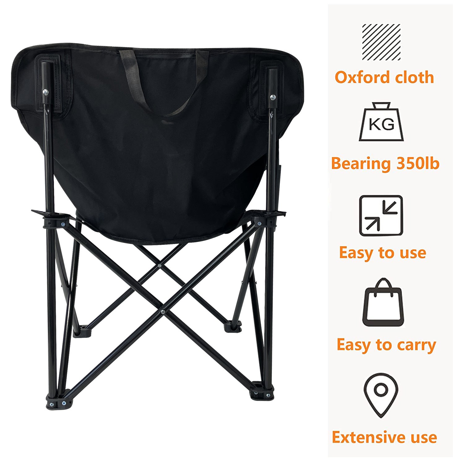 Black Oxford Versatile Moon Chair Portable For Outdoor And Indoor Use Features