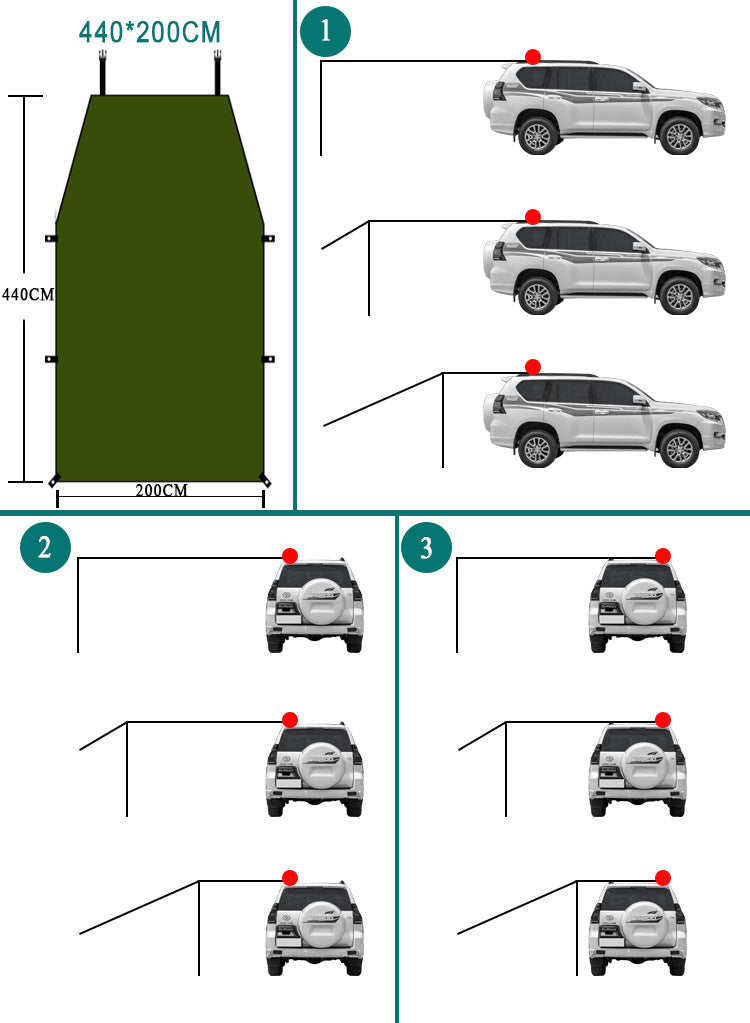 Green Camping Sun Shade Car Shade Large Size