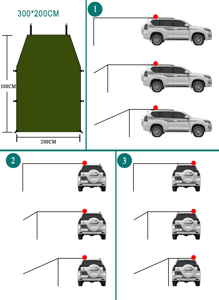 Green Camping Sun Shade Car Shade Middle Size