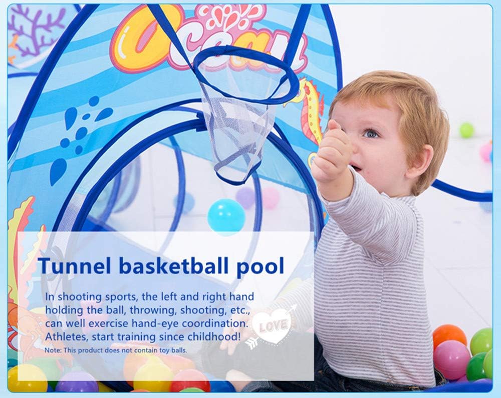 Kids Blue Tunnel Tent Ocean Theme Basketball Pool