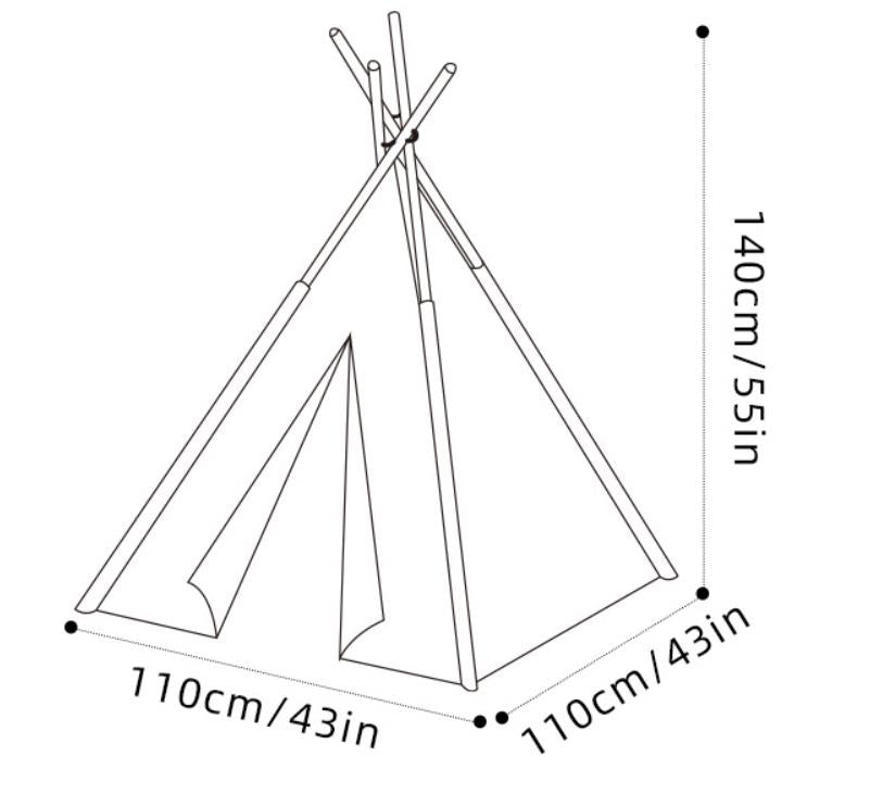 Kids Grey Indian Play Tent Peach Skin Teepee Tent Star Pattern Tent Size