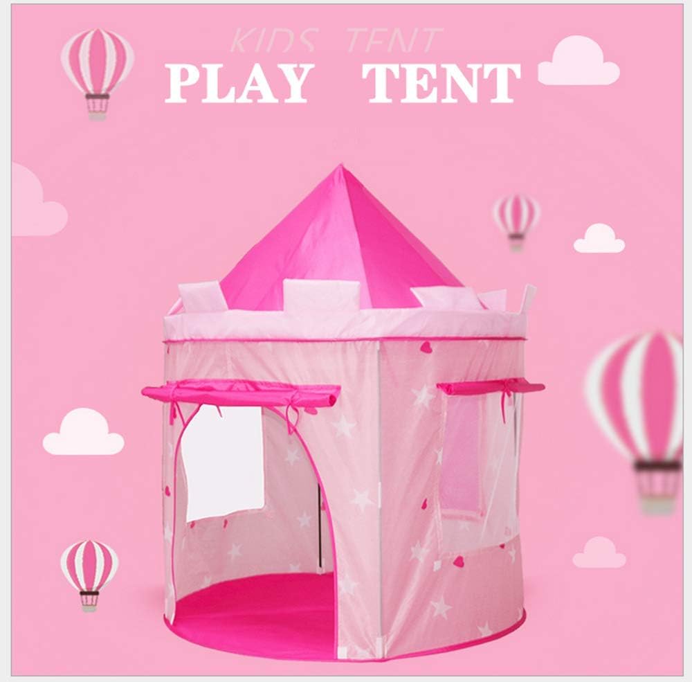Kids Pink Castle Play Tent Mesh Window