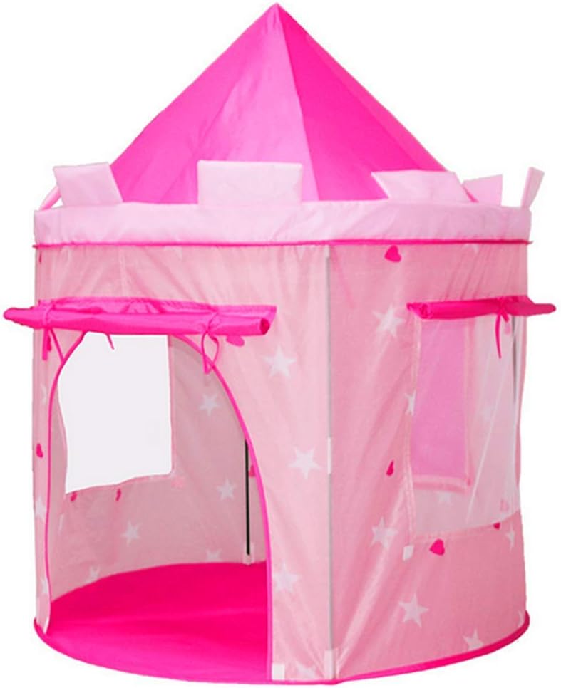 Kids Pink Castle Play Tent Roll Up Door