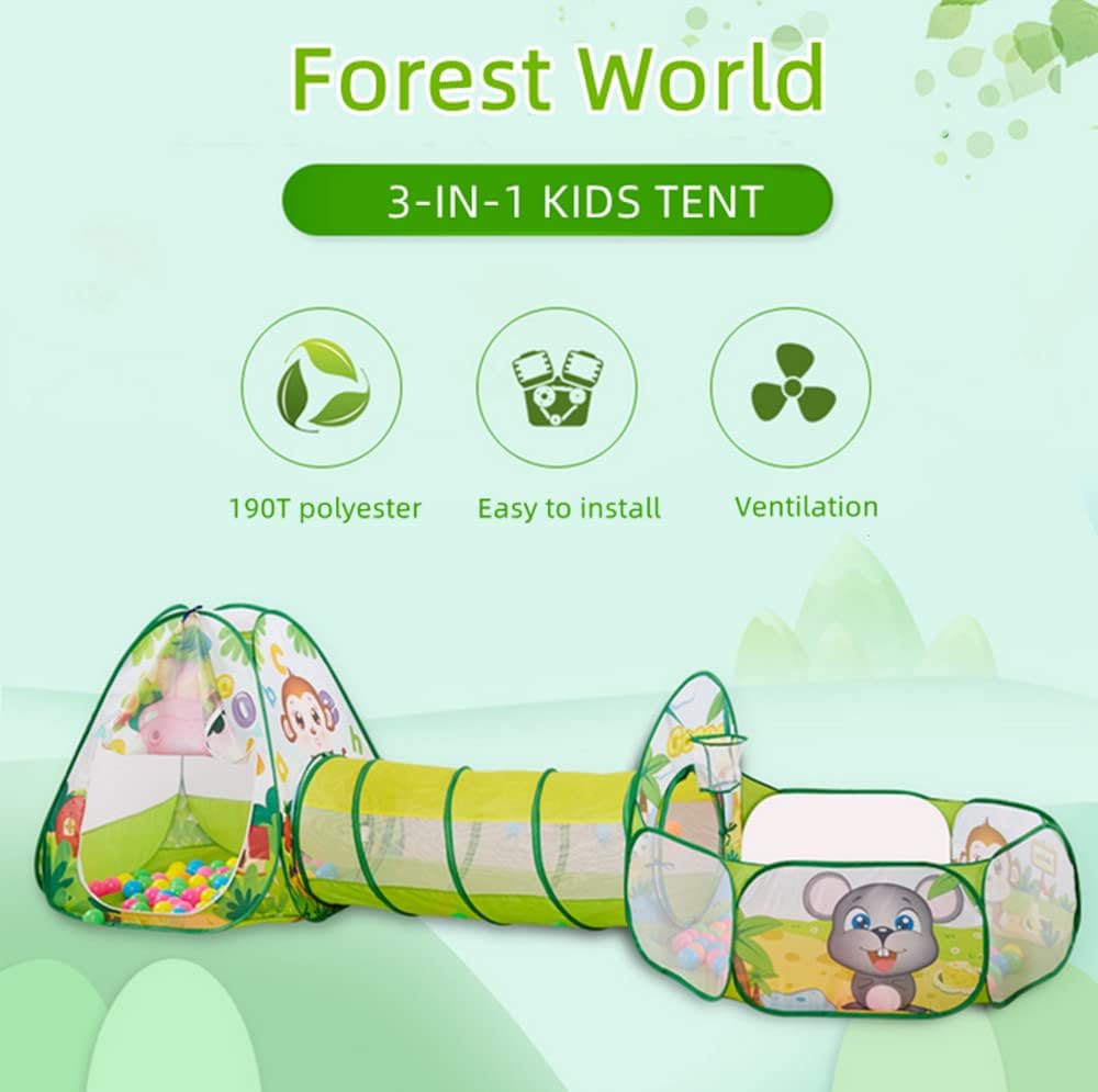 Kids Pop Up Tent Green Animal Theme Features