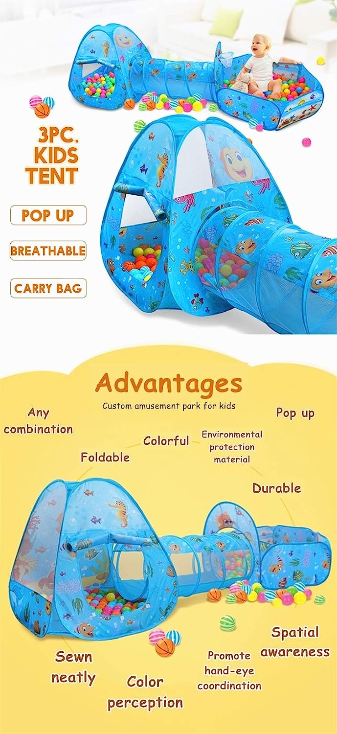 Kids Pop Up Tunnel Tent Details Features