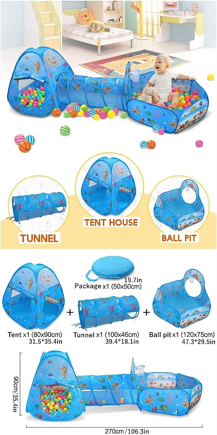 Kids Pop Up Tunnel Tent Details Size