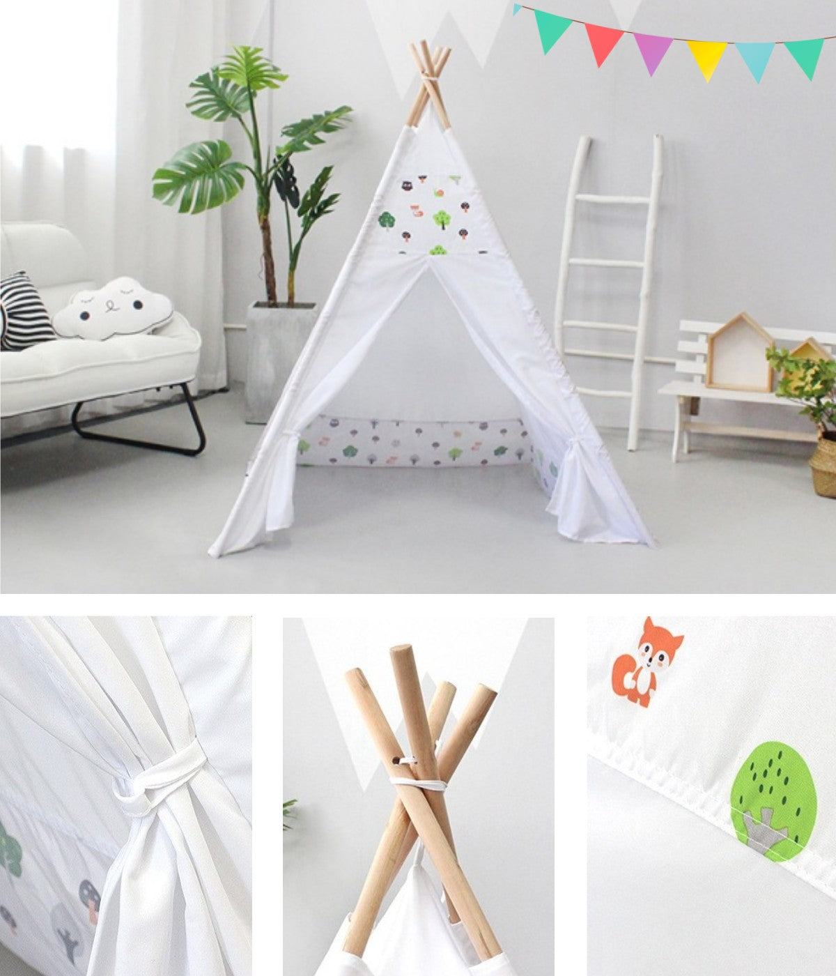 Kids Teepee Tent Forest Detail