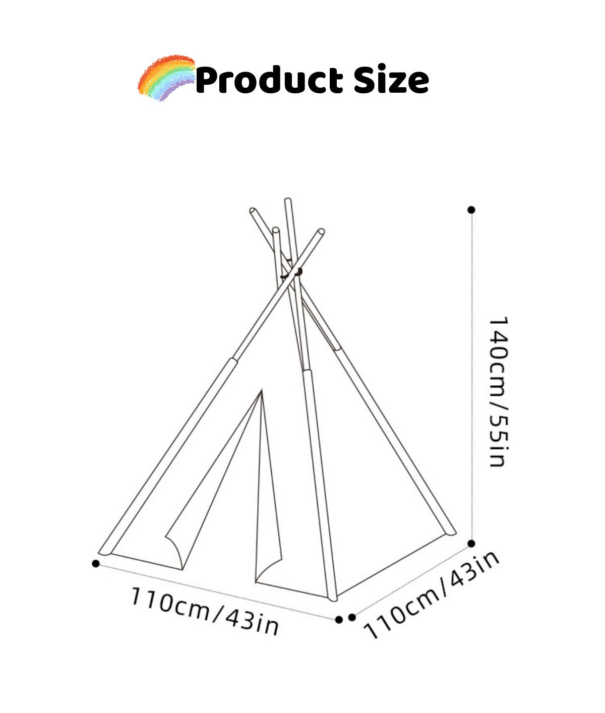 Kids Teepee Tent Forest Size
