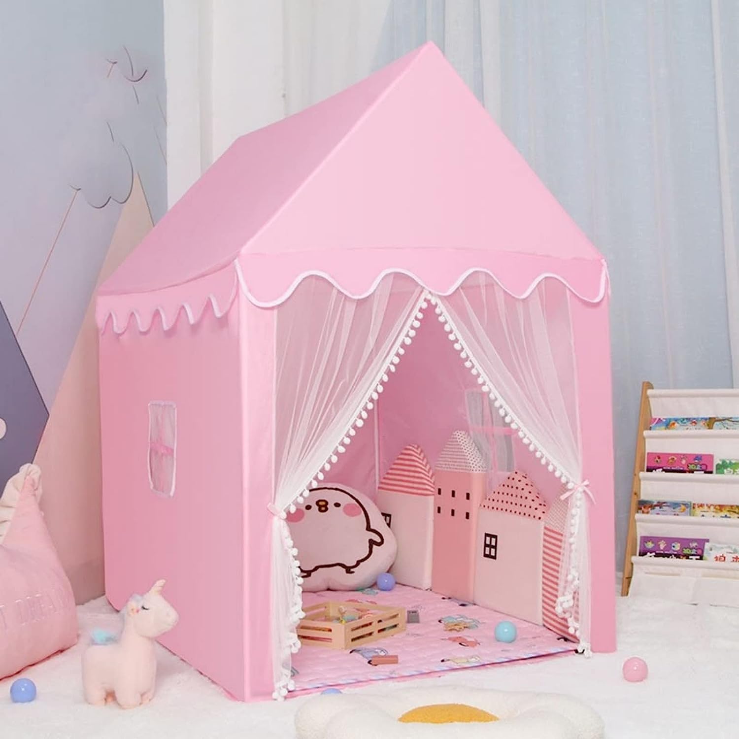 Pink Kids Fairy Wendy House Tent Side View